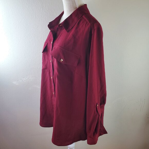 Charter Club Womens Red Collared Button-Front Shirt 3XL - Picture 5 of 7